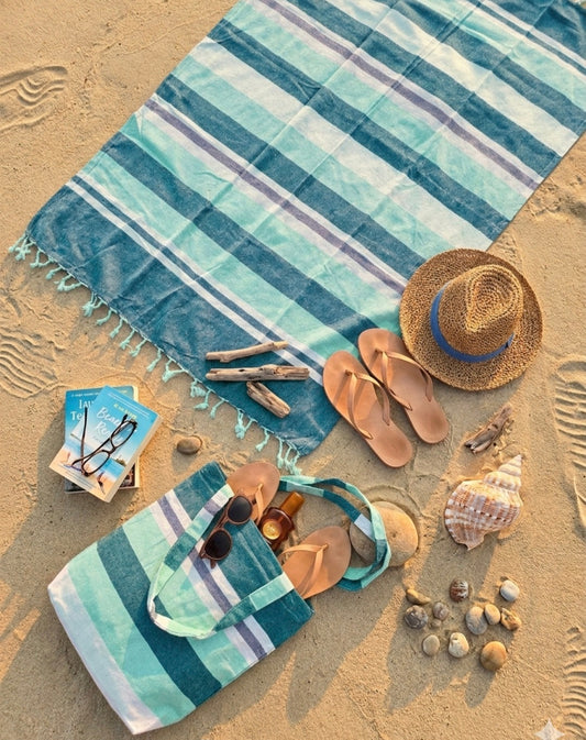 Borsa con telo mare in cotone