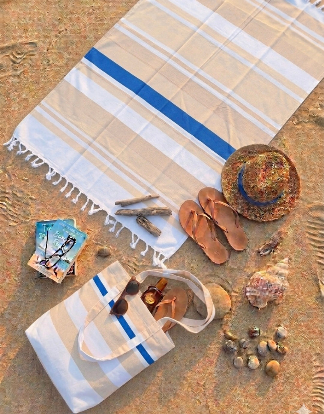 Borsa con telo mare in cotone