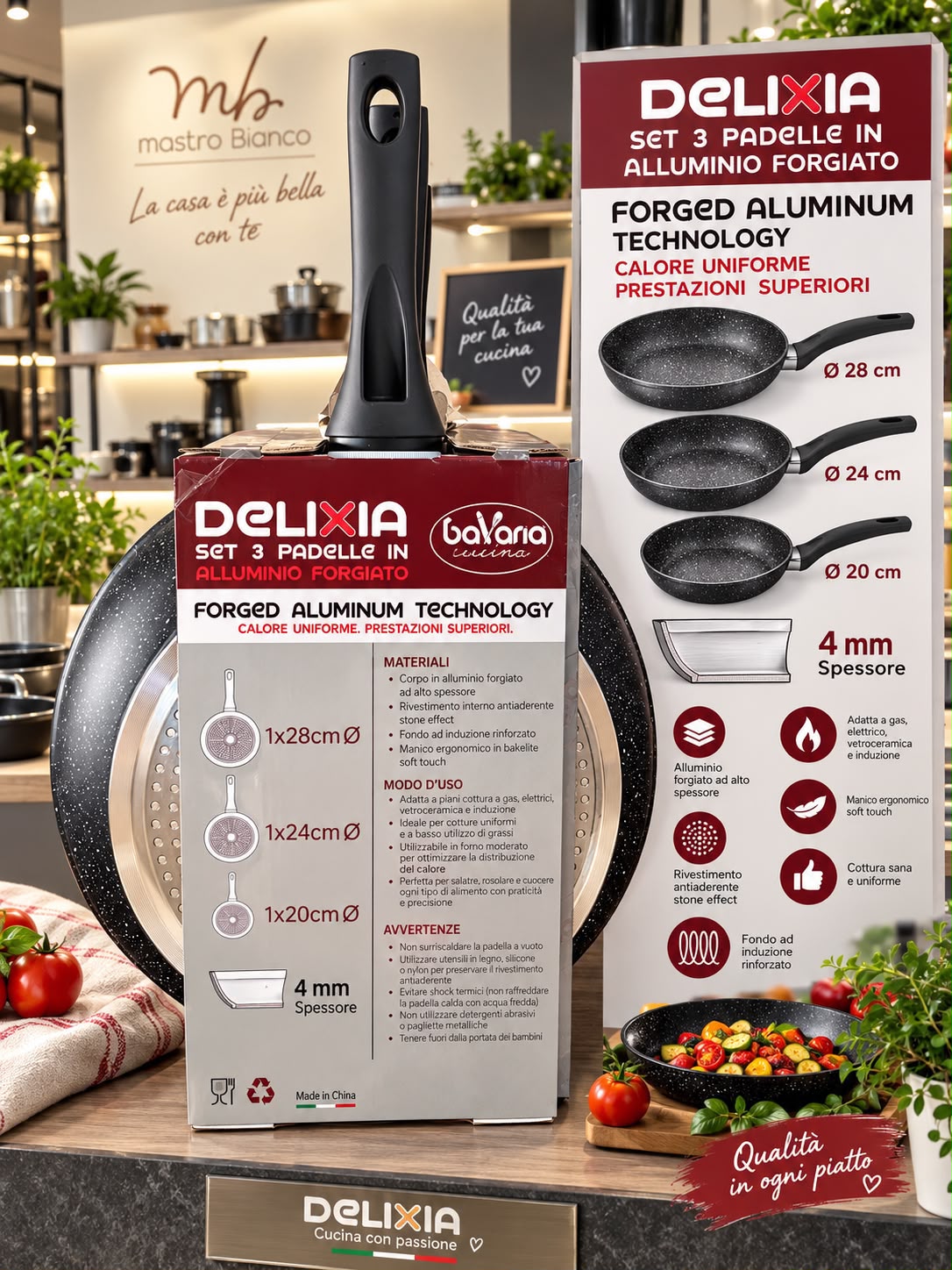 Set di 3 Padelle Delixia in alluminio forgiato