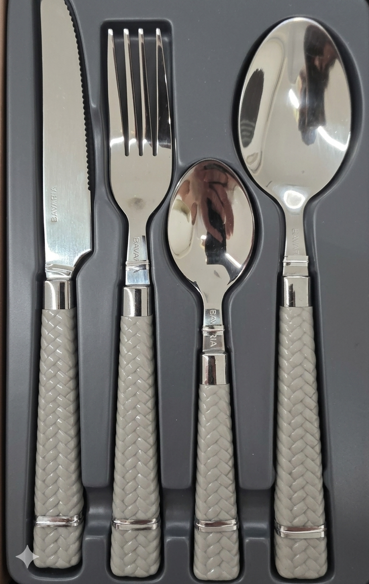 24 posate manico intrecciato
