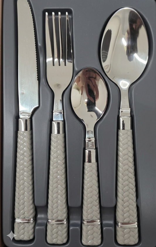 24 posate manico intrecciato