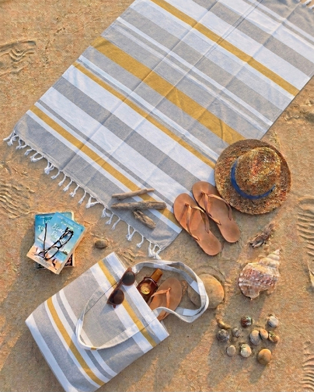 Borsa con telo mare in cotone