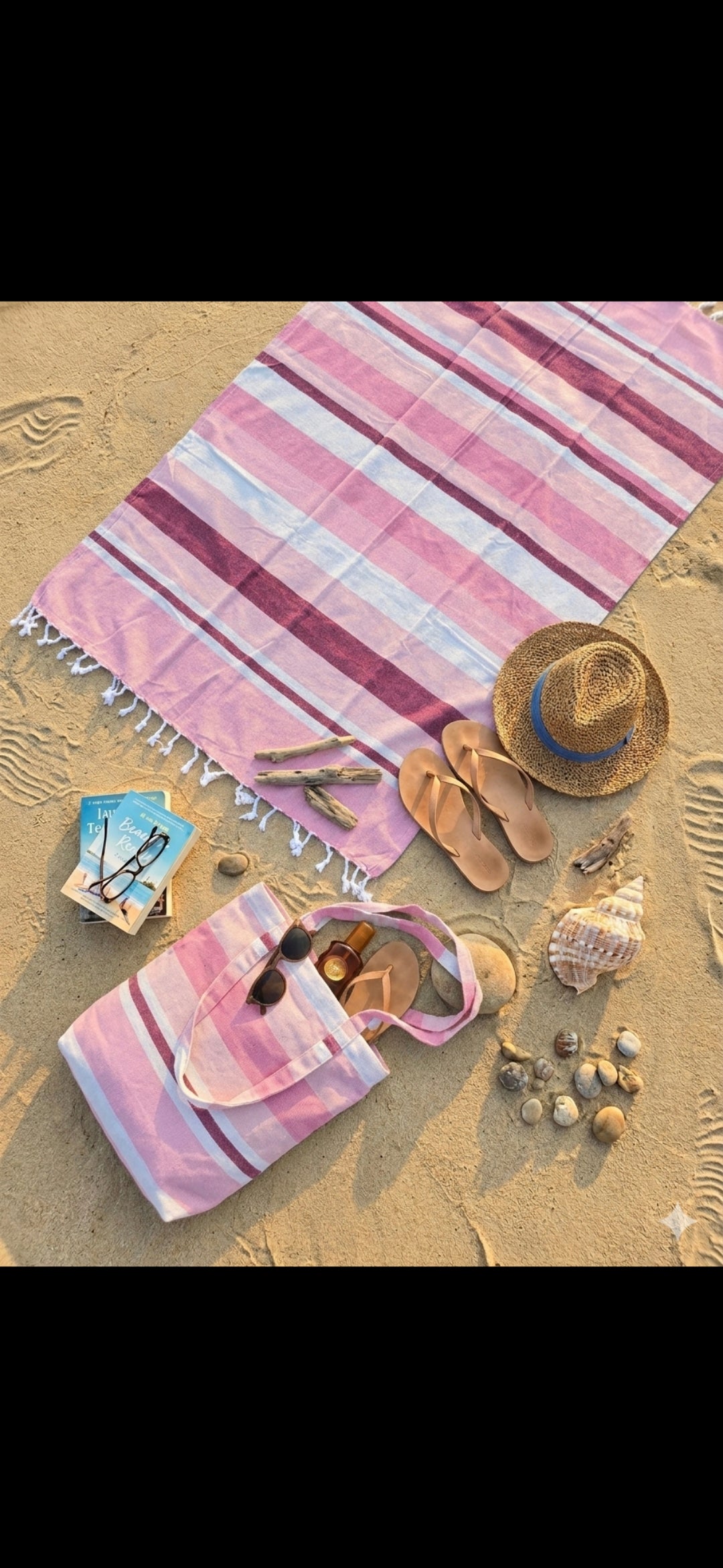 Borsa con telo mare in cotone