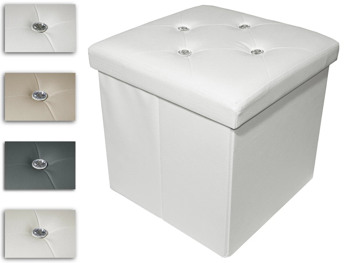 Pouf contenitore con strass effetto velluto