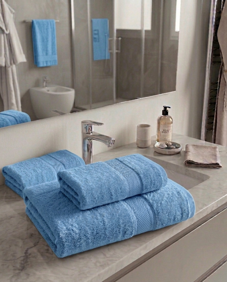 Set spugna:telo doccia, ospite e bidet