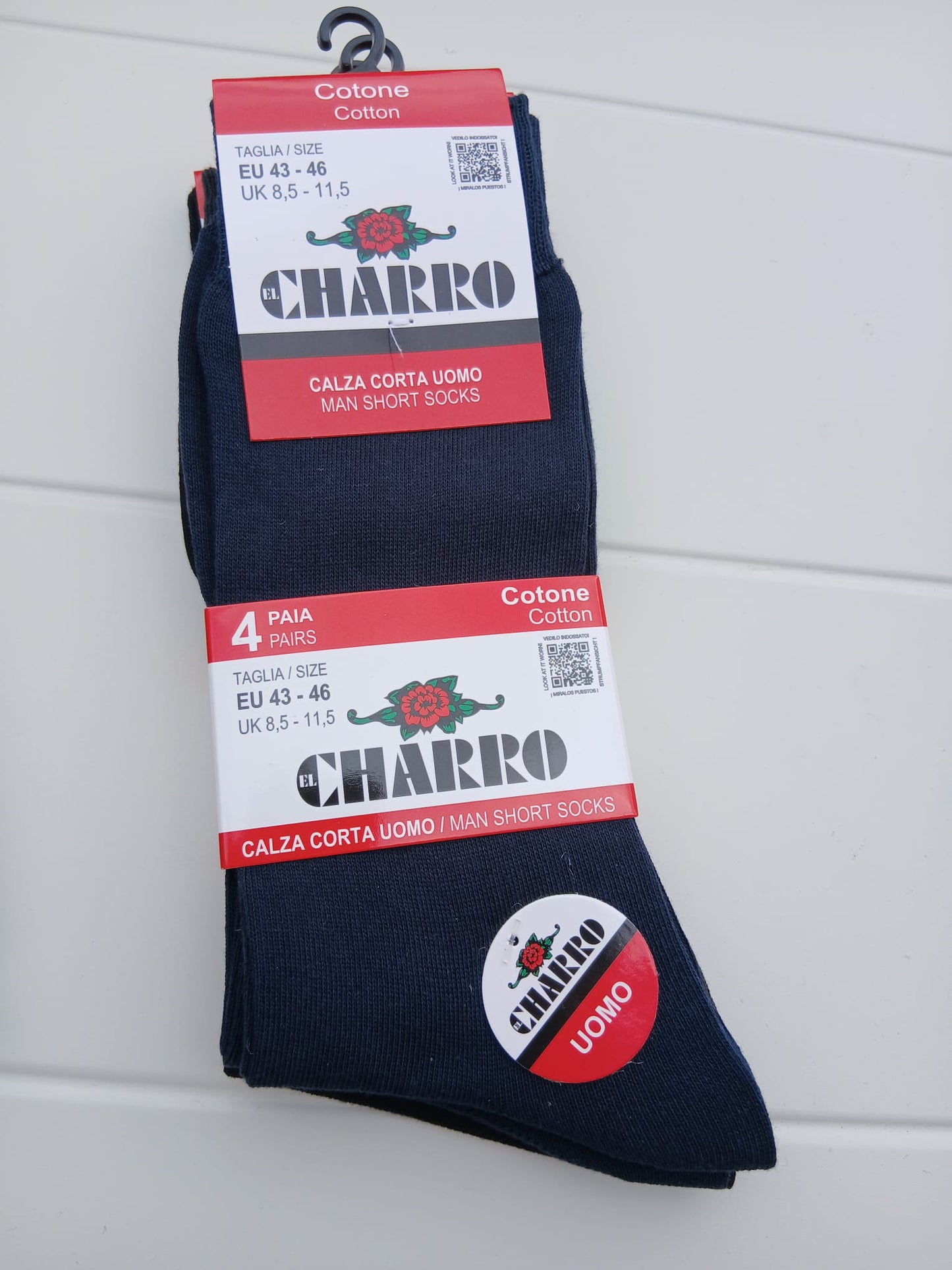 Charro Sam set 4 paia calza corta uomo cotone elastico