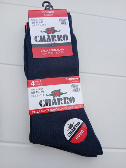 Charro Sam set 4 paia calza corta uomo cotone elastico