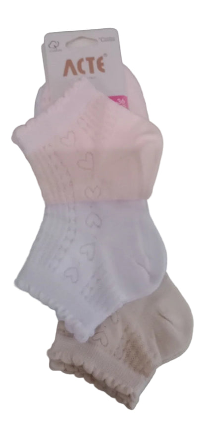 Calzini corti bimba set 3 paia assortiti.