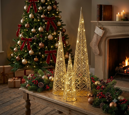 Coni luminosi, set da 3decorazioni natalizie