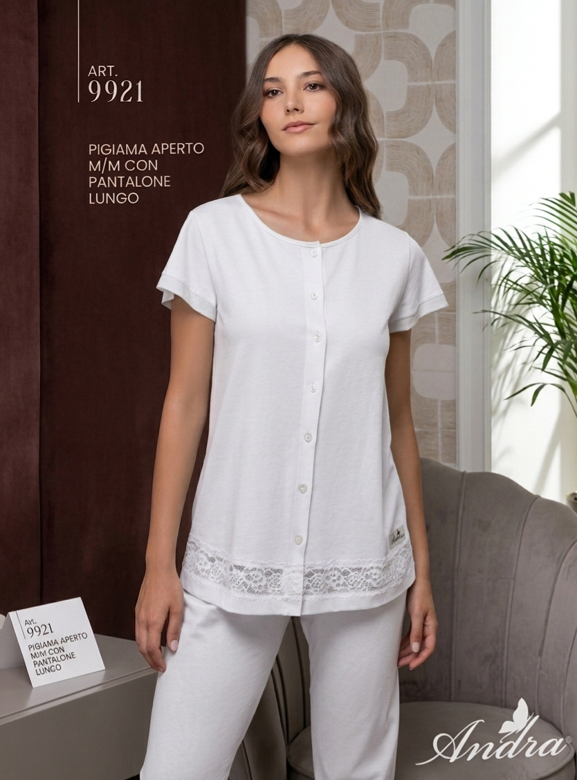 Pigiama aperto con pantalone lungo Andra art 9921