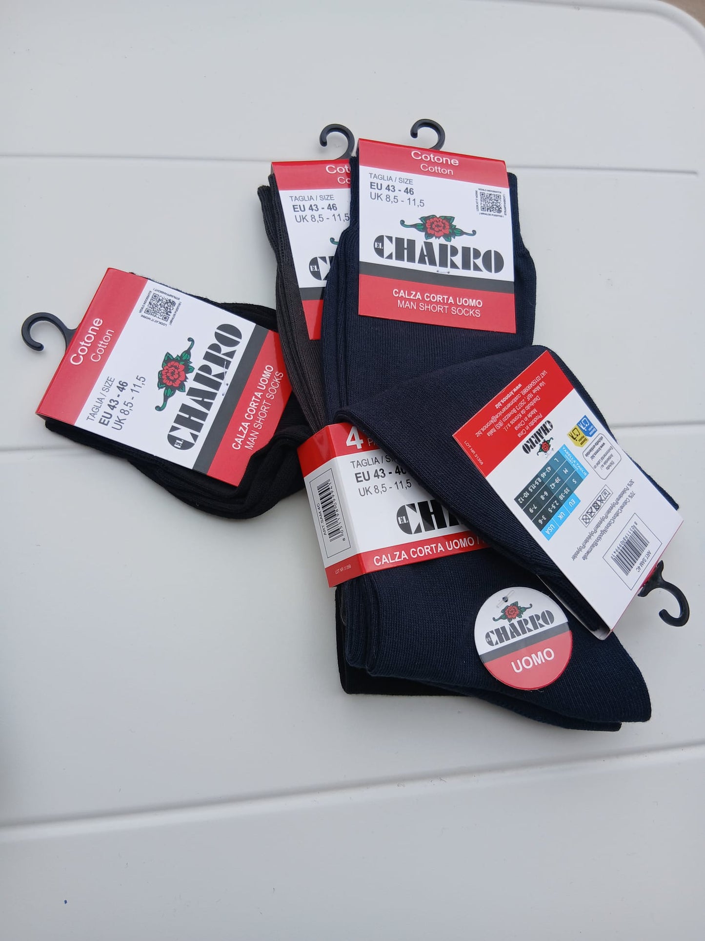Charro Sam set 4 paia calza corta uomo cotone elastico