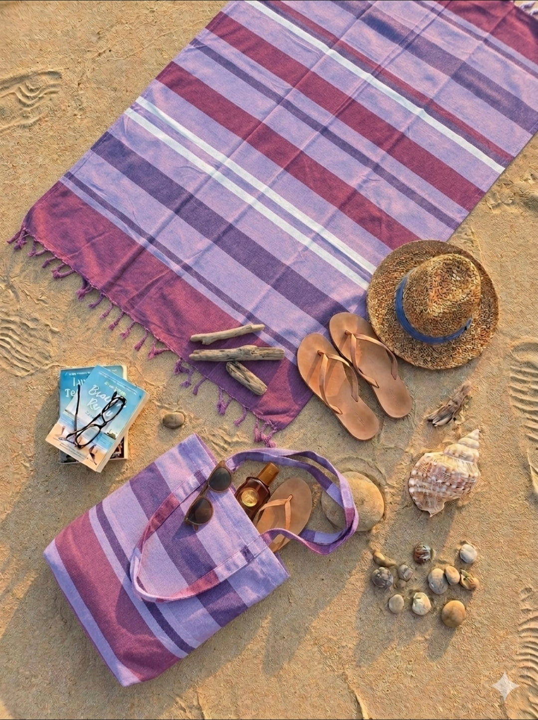 Borsa con telo mare in cotone