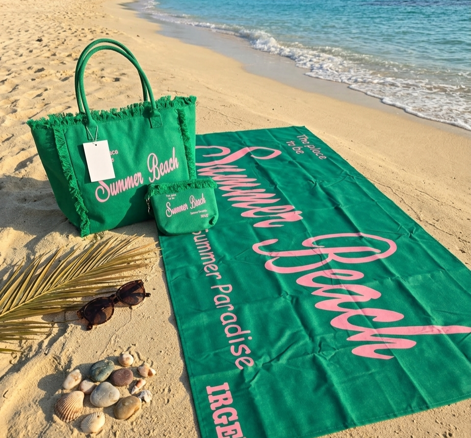 Borsa Mare, pochette e telo marein microfibra.