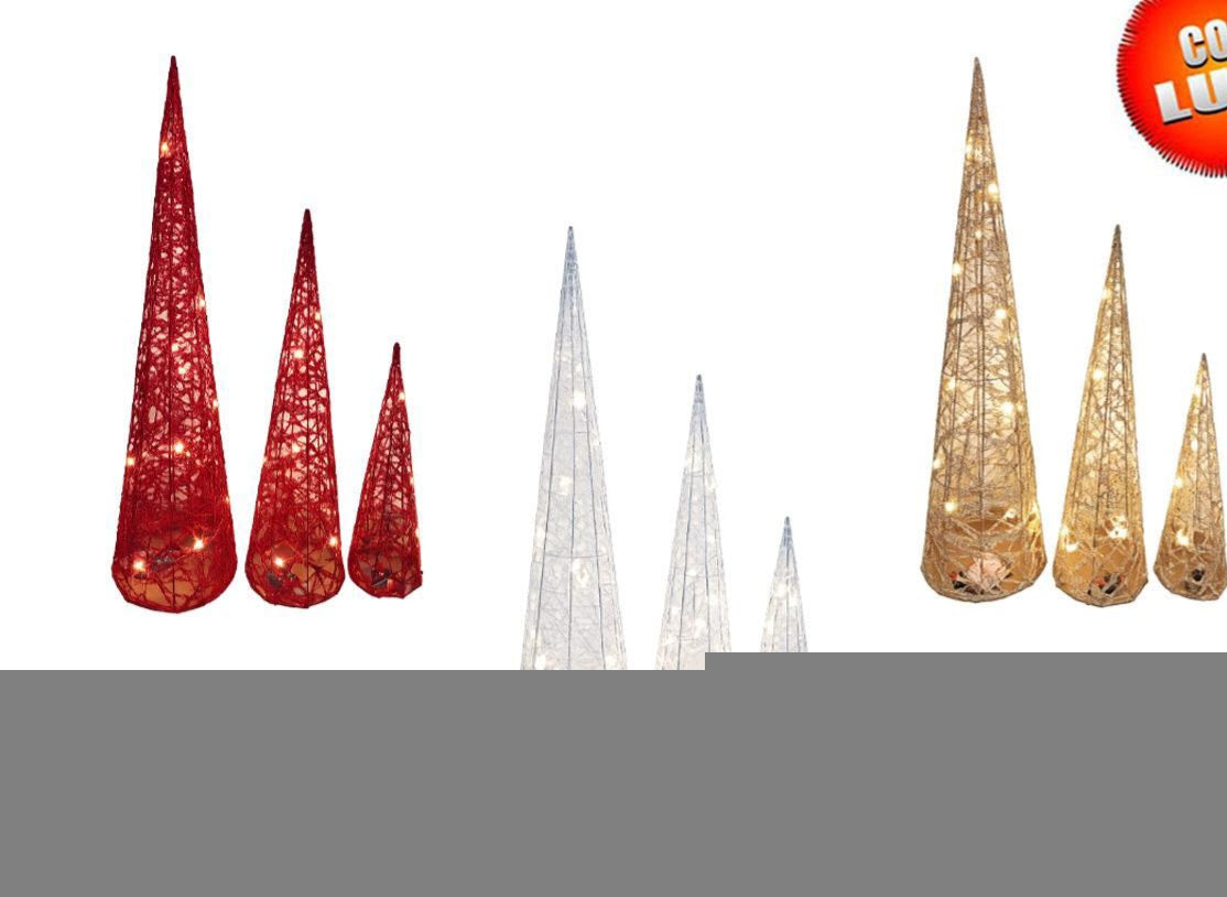 Coni luminosi, set da 3decorazioni natalizie