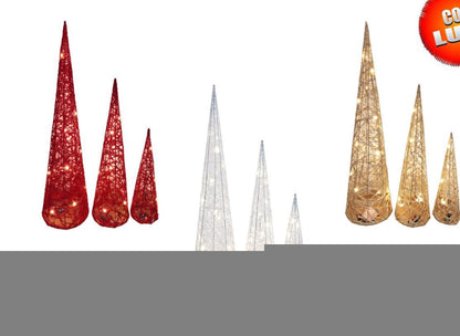 Coni luminosi, set da 3decorazioni natalizie