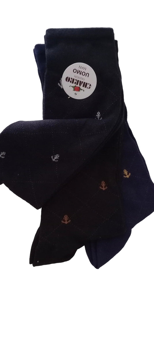 Charro "Piero" calzini uomo lunghi set 3 paia colori assortiti
