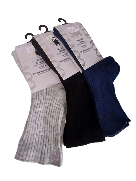 Coveri set 3 paia calzini donna costine elastico sanitario