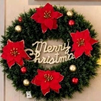 Ghirlanda luminosa Natalizia con Fiori Rosso e Bianco e Pigne per Decorazioni Festive
