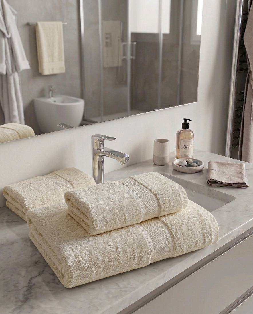 Set spugna:telo doccia, ospite e bidet