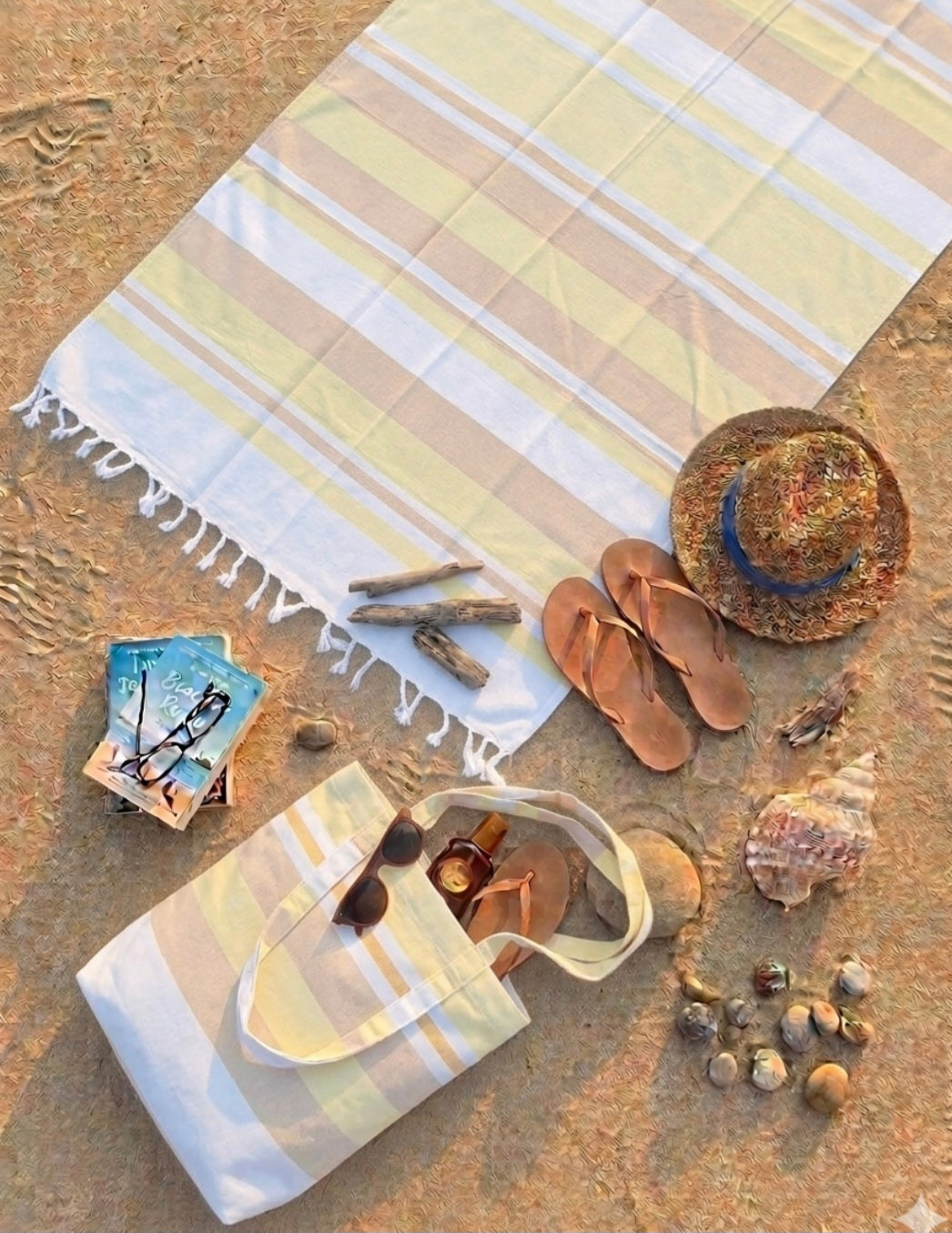 Borsa con telo mare in cotone