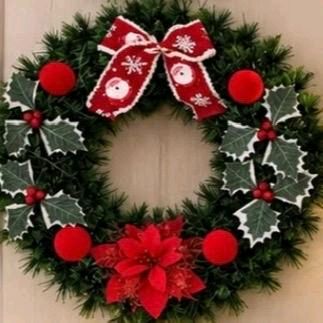Ghirlanda luminosa Natalizia con Fiori Rosso e Bianco e Pigne per Decorazioni Festive
