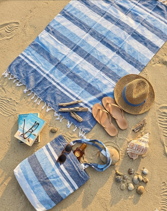 Borsa con telo mare in cotone