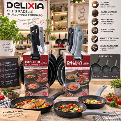 Set di 3 Padelle Delixia in alluminio forgiato