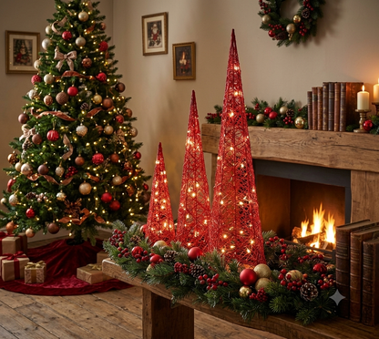 Coni luminosi, set da 3decorazioni natalizie